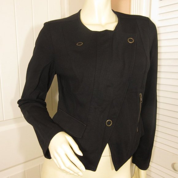CAbi Black Moto Blazer Jacket Zip S Biker Rebel Indie Rock Punk Lagenlook Modern - Picture 3 of 16